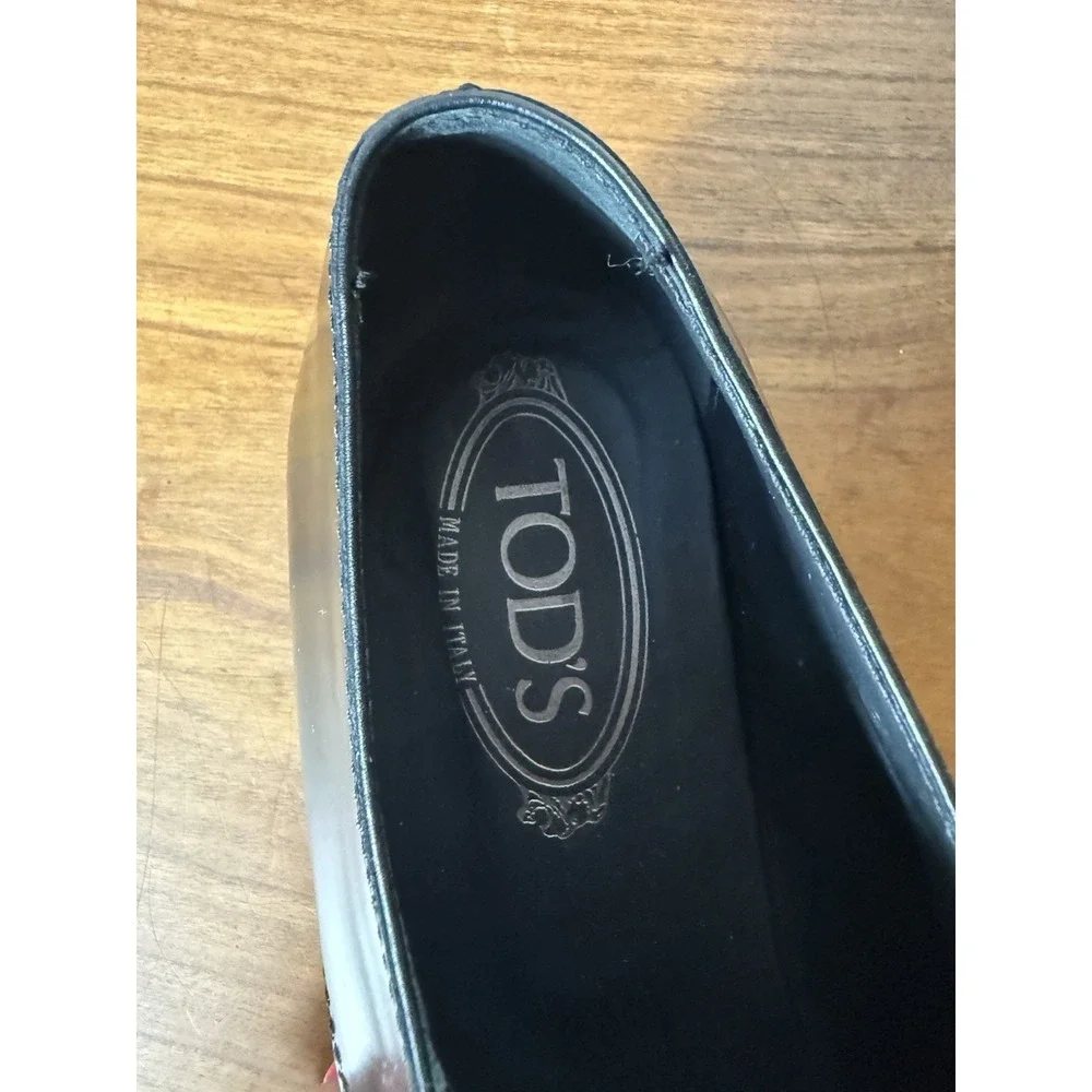 Tod's Platform Women's Black Contrast Welt Stitch Leather Laced Shoes Sz 41.5